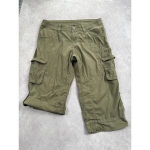 Kuhl Capri Cargo Pants Womens 8 Green Roll Tab Outdoor Hiking Stretch Utility‎